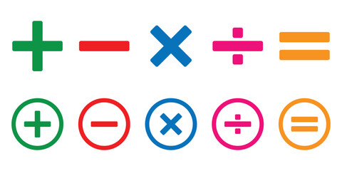 Fototapeta premium plus, minus, multiply, divide, equal sign icons vector illustration.