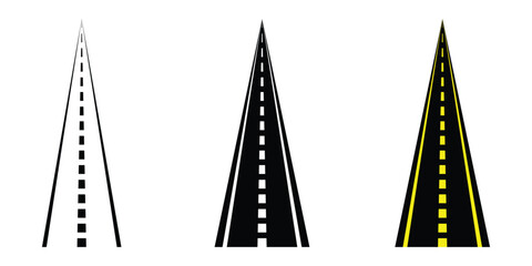 Road icon silhouette vector illustration. Road or highway icon set. Road or highway design.