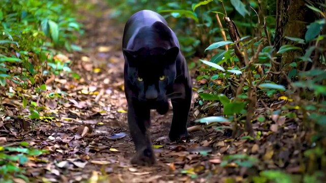 Stealthy Black Panther in Jungle
