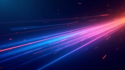 Dynamic light streaks create an energetic atmosphere in a digital space at night. Abstract background