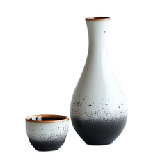 Elegant ceramic carafe and cup set with a modern gradient design featuring white, black, and brown hues for contemporary home decor and dining experiences