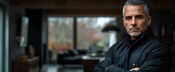 Obraz premium Serious Man in Modern Home
