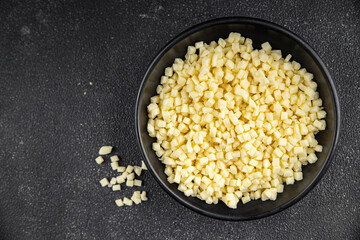 mozzarella cheese for pizza grated cheese fine fresh tasty food dish delicious gourmet food background on the table rustic food top view copy space