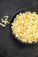 mozzarella cheese for pizza grated cheese fine fresh tasty food dish delicious gourmet food background on the table rustic food top view copy space