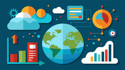 Obraz premium The use of datadriven climate models allows for the identification and tracking of key climate indicators such as ocean temperatures and atmospheric carbon levels enabling better. Vector illustration