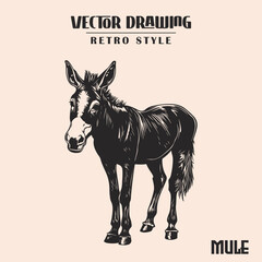 Mule Retro Style Illustration High Resolution Stock Vector