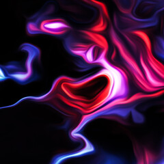 Abstract fluid art digital painting and dynamic swirling patterns with vibrant color transitions.