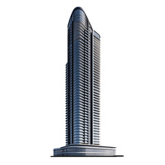 Ultra-tall skyscraper with illuminated windows towering over a bustling city at night in a futuristic setting