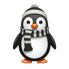 Fototapeta premium Cute 3D Penguin with Winter Scarf