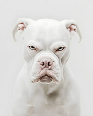 Obraz premium Close-up portrait of a white Pitbull dog against white color background