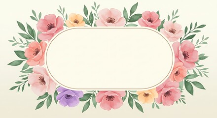 Fototapeta premium Watercolor Floral Frame Template for Wedding Invitations