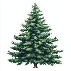 Fototapeta premium detailed evergreen tree with lush green foliage, perfect for holiday decorations and winter scenes. This illustration captures essence of nature beauty and tranquility