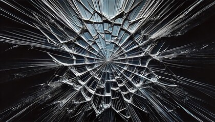 Glass mirror breaked shatter with debris super slow motion. Macro camera 3d illustration