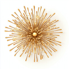 Golden starburst design with radiating lines and floral elements, perfect for celebration themes and decorative purposes. This vibrant piece adds touch of elegance and joy to any setting