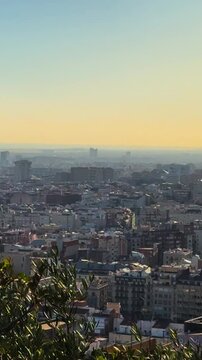 Barcelona cityscape view pan to the right