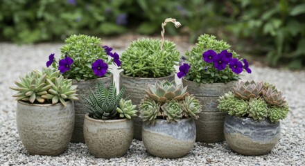 Succulents in Pots, Garden Display
