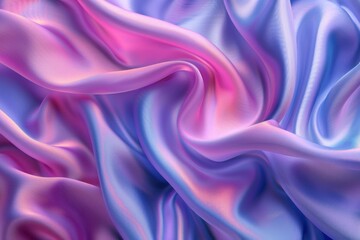 Obraz premium Soft folds of satin fabric blend gentle pink, blue, and lavender hues under diffused lighting for a serene atmosphere