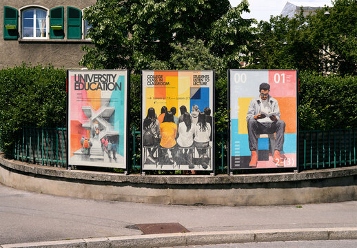 Mockup Of Three Customizable A2 Posters By Railings