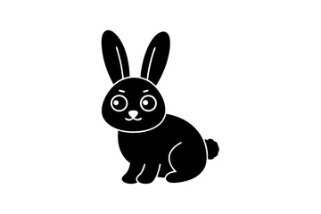 creative unique black cute silhouette chibi rabbit icon 