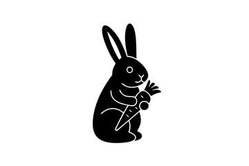  unique black rabbit with carrot icon