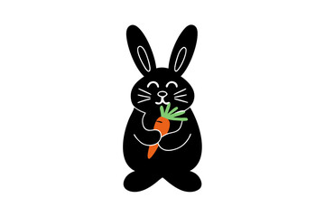  unique black rabbit with carrot icon