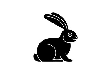 creative unique black silhouette rabbit with long floppy concept icon