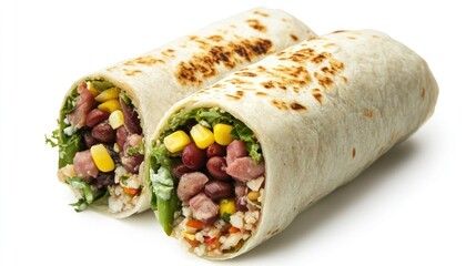 Two Burritos on White Background