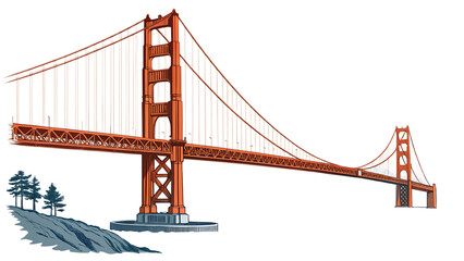 Obraz premium png golden gate bridge landmark architectural illu 