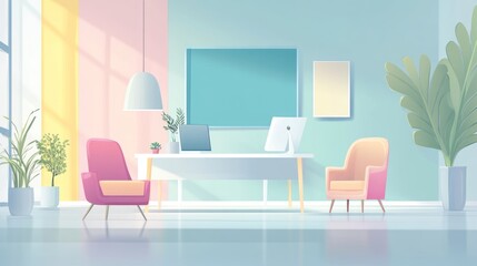 Fototapeta premium Colorful Modern Office Interior (1)