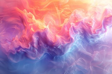Fototapeta premium Pastel watercolor splashes blend, reflecting glossy peach, lilac, and aqua tones in soft light