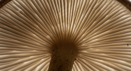Close Up of Mushroom Gills Shows Unique Pattern and Texture