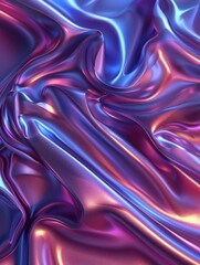Obraz premium Glitchy and distorted satin fabric creates a high-tech aesthetic with vibrant colors and holographic effects