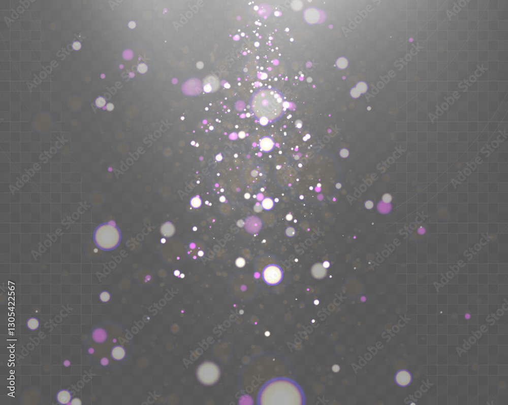 Poster christmas light effect with glowing bokeh and sparkling particles on a transparent background. perfe