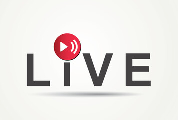 Live streaming red Play button icon vector illustration