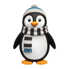 Fototapeta premium Cute 3D Penguin with Winter Scarf