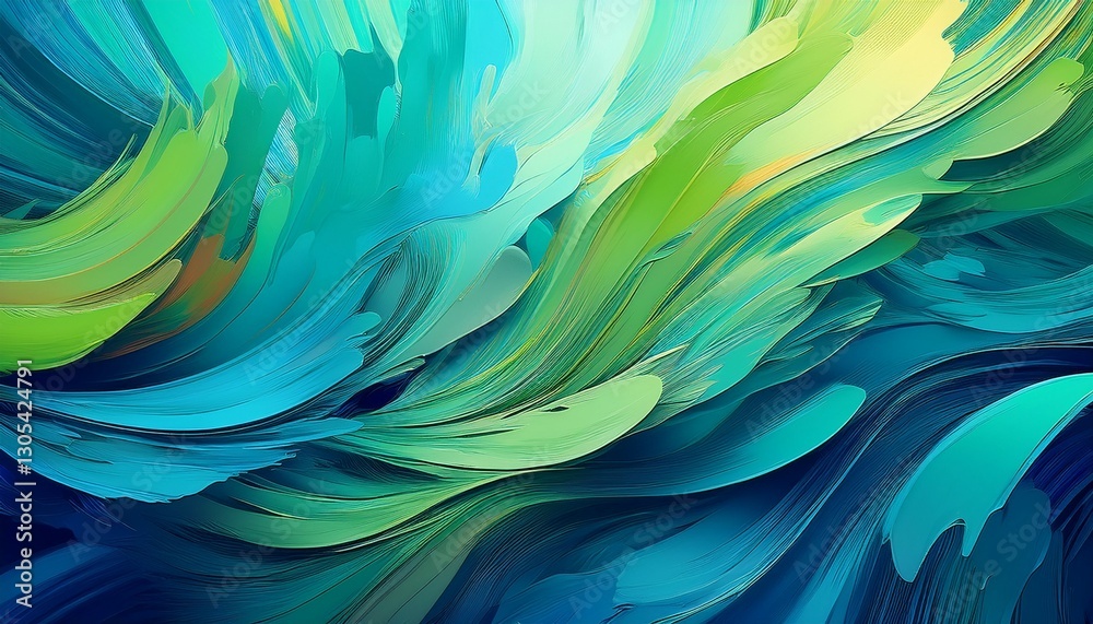 Poster a dynamic abstract blue and green background with brush strokes ai generation