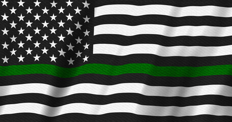 Thin Green Line US flag with stars and stripes background