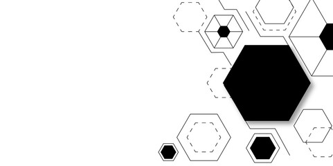 Fototapeta premium Interconnected Hexagon Shapes, Innovation and Technology Theme. Abstract Polygonal Hexagonal Art – Creative Modern Pattern. Hexagon. Illustration. Vector. 