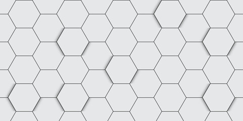 Seamless Hexagonal Grid Pattern, Minimalist Geometric Background. White Honeycomb Pattern,  Abstract Hexagonal Design. Hexagon. 