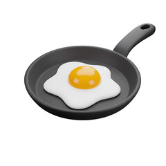Fried Egg in Pan Minimal &ndash; A Simple Frying Pan Containing a Cooked Egg for Breakfast Theme