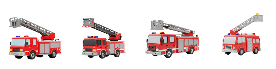 Emergency Fire Truck, Ladder and Siren Vehicle, Rescue and Safety Vehicle, Firefighting Equipment Illustration, Public Safety Icon