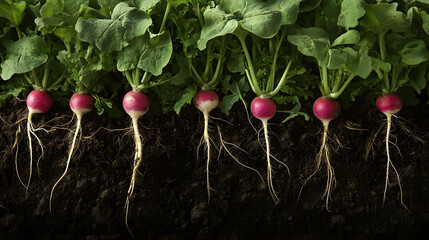 Fresh Radishes in Soil