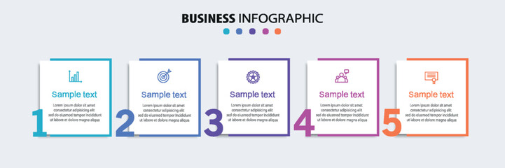 Obraz premium Business vector infographic template with 5 options or steps. Can be used for workflow layout, diagram, annual report, web design 
