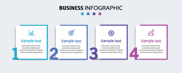 Business vector infographic template with 4 options or steps. Can be used for workflow layout, diagram, annual report, web design	