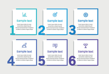 Business infographic vector design template with 6 options, steps or processes. Can be used for workflow layout, diagram, annual report, web design