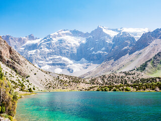 Landscape with Kulikalon lakes in Fann mountains. Tajikistan, Central Asia