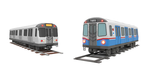 Naklejka premium Subway train – Underground metro car with doors and tracks for urban transport