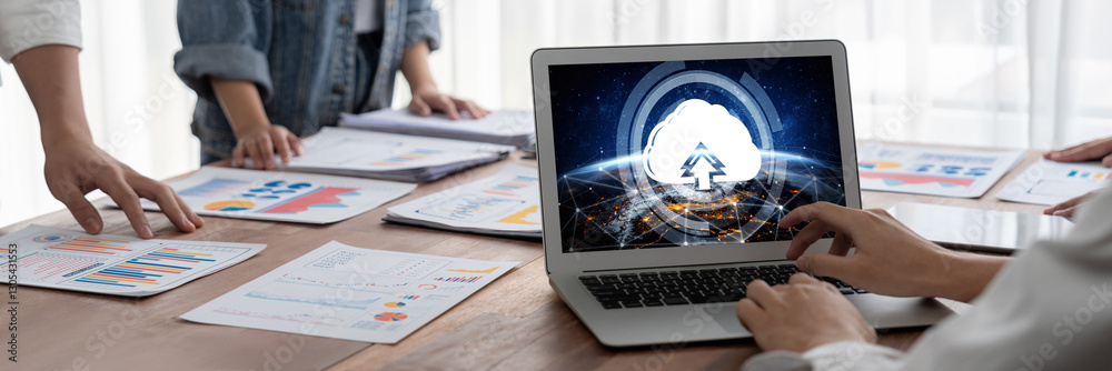 Aufkleber Cloud computing software for brisk remote work and personal data storage