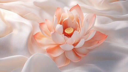 Delicate Peach Lotus on Smooth Fabric