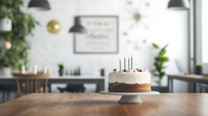 birthday party balloons, colourful balloons background and birthday cake with candles	